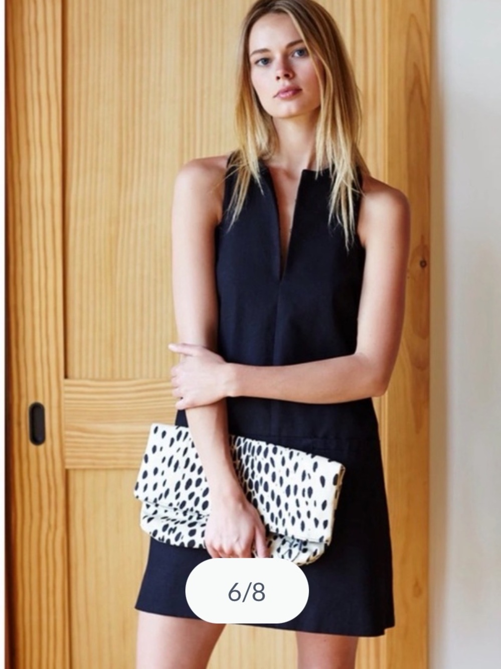 Emerson Fry Black and Cream Spotted Fold-Over Clutch